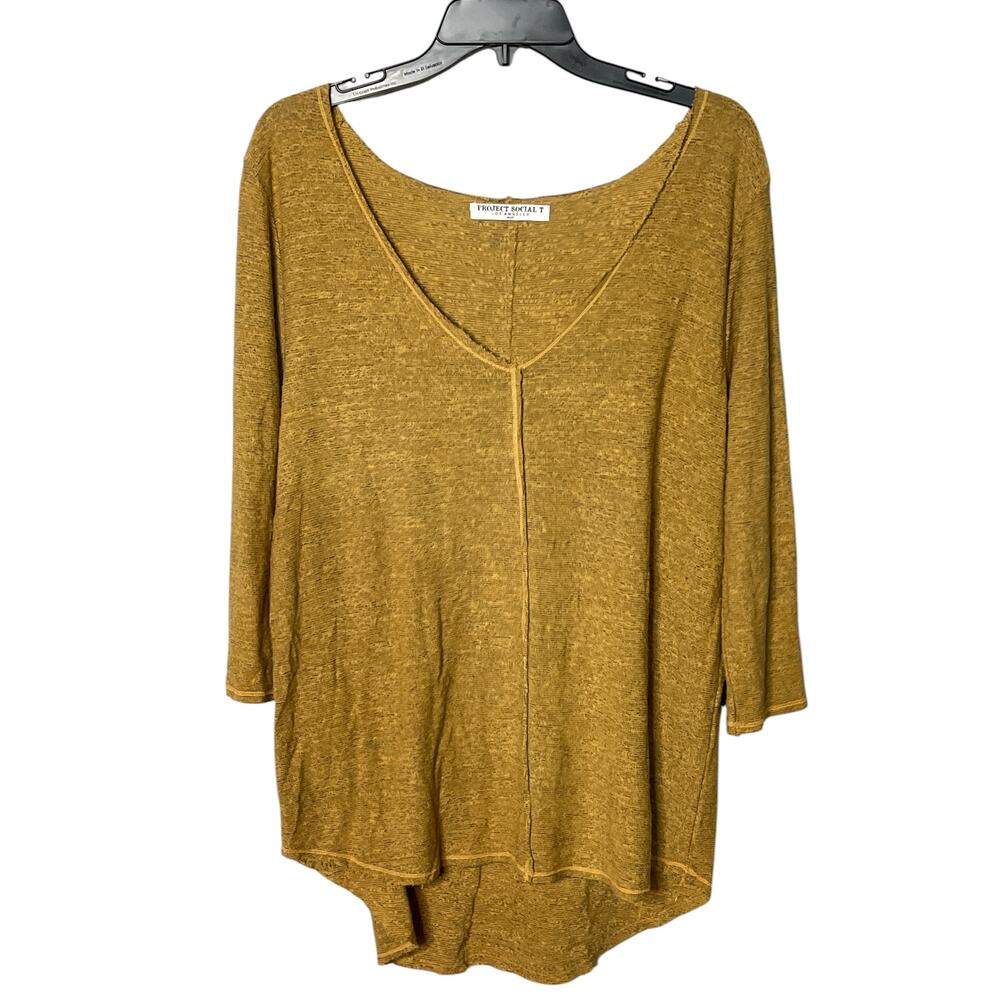 Project Social‎ T Distressed Women's Oversized Scoop V Neck Small Shirt